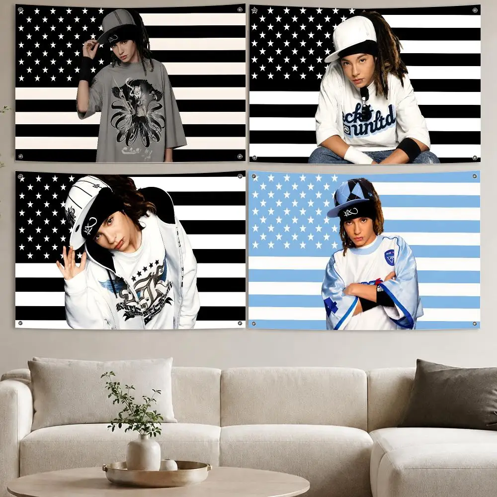 Guitarist T-Tom Kaulitz Singer Flags Aesthetic Wall Tapestry Printed Wall Hanging Living Room Party Outdoor Decor