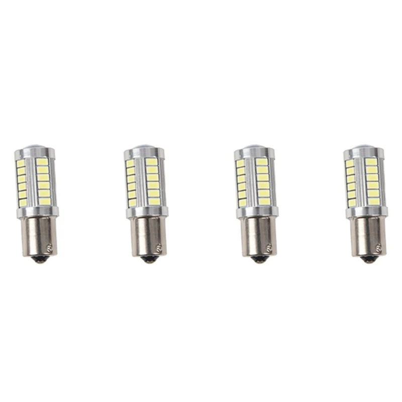 4X BA15S 12V White LED Sidelight Indicator Car Light Bulb 1156 P21W Silver 33-LED