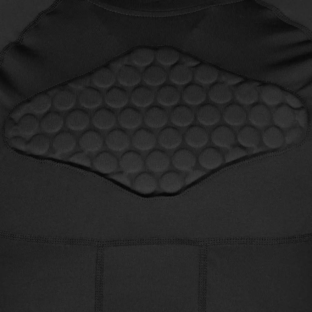 Cycling Long Sleeve Compression Shirt for Men Padded Protective Activewear Tight Fit Mesh Base Layer for Football and Rugby