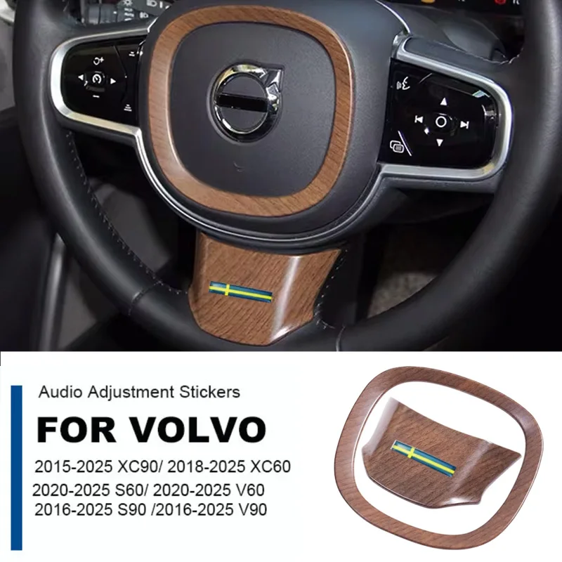 For Volvo S90 XC60 Steering wheel ring XC90 v90 s60 v60 Trim frame Volvo interior modified ABS wood grain