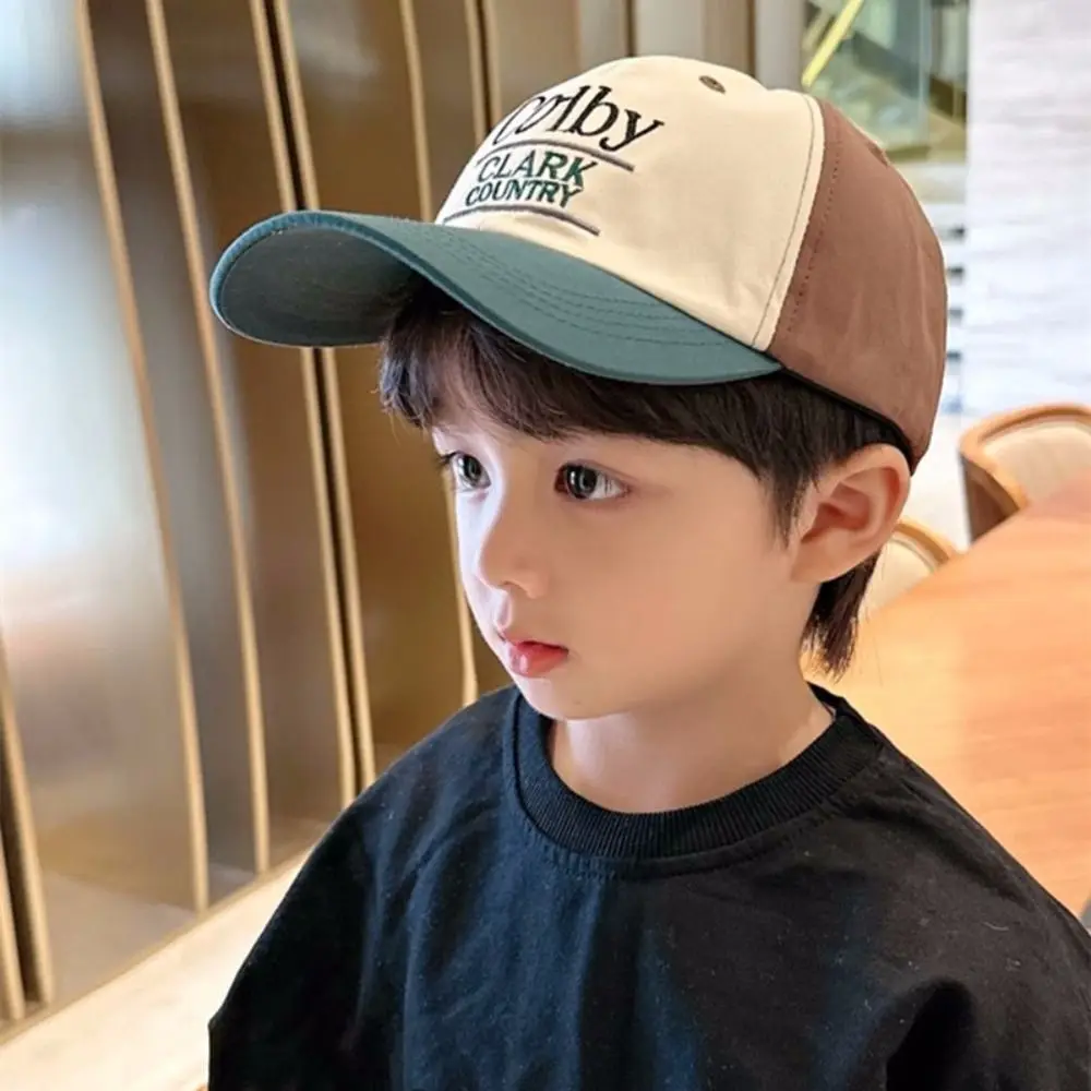 Summer Kids Baseball Hat Letter Embroidery  Peaked Cap for Boys Girls Solid Color Children Adjustable Sun Hats