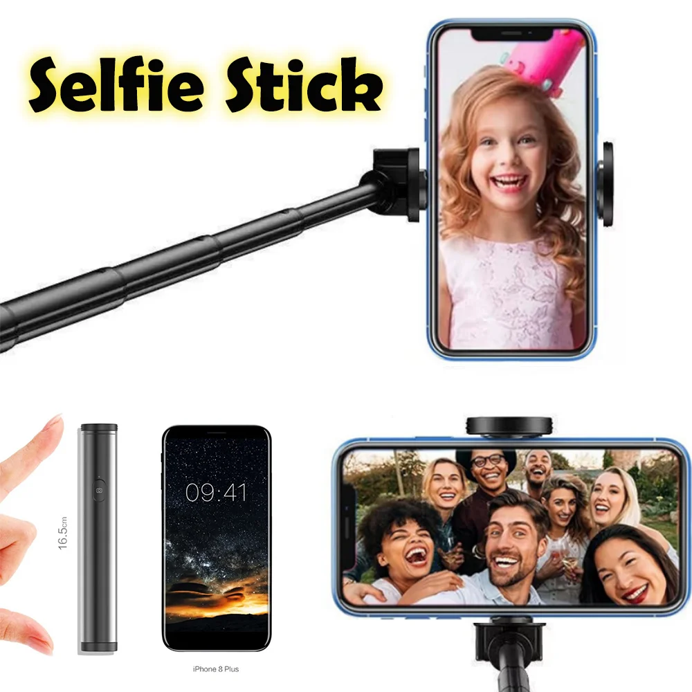 

Handheld Selfie Stick For Travel Photos Lightweight Retractable Selfie Rod Adjustable For All Mobile Phone Models iPhone Samsung