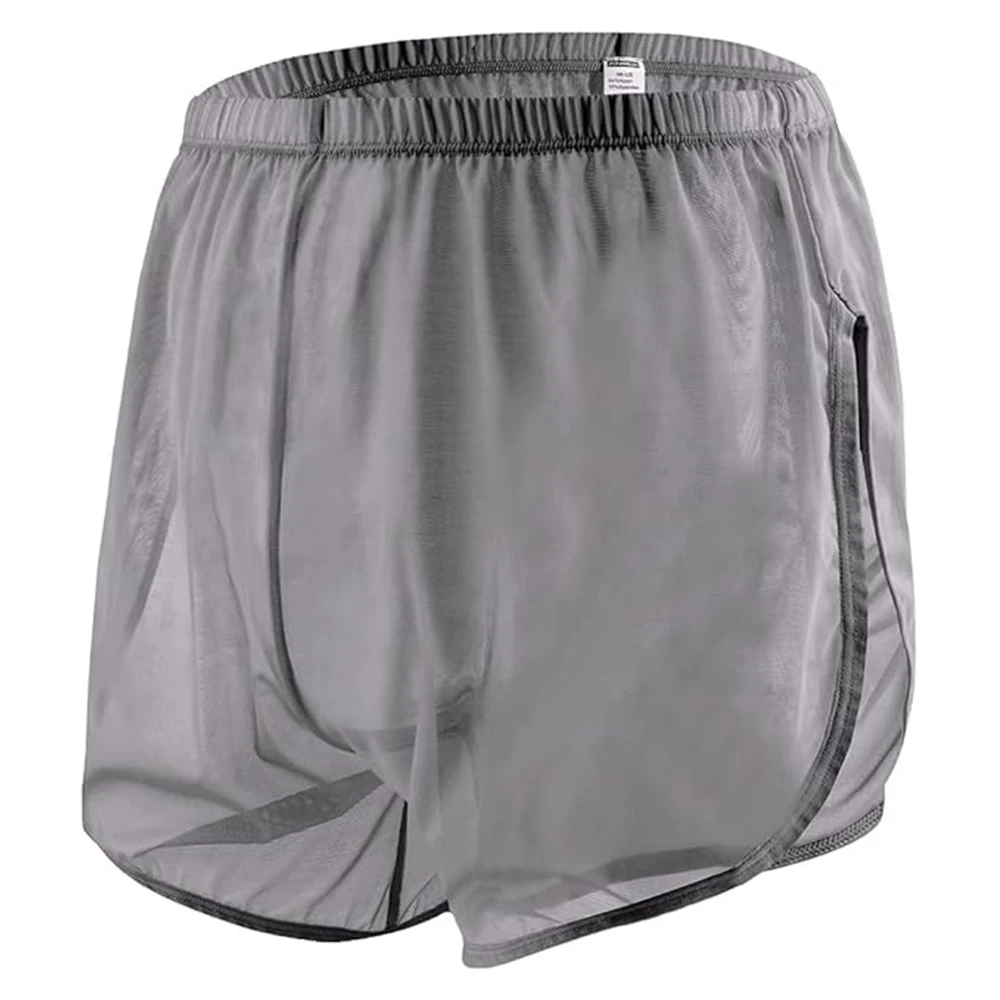 Zonbailon Men's Sexy See-Through Boxers Shorts Split Side Mesh Breathable Underwear M-3XL