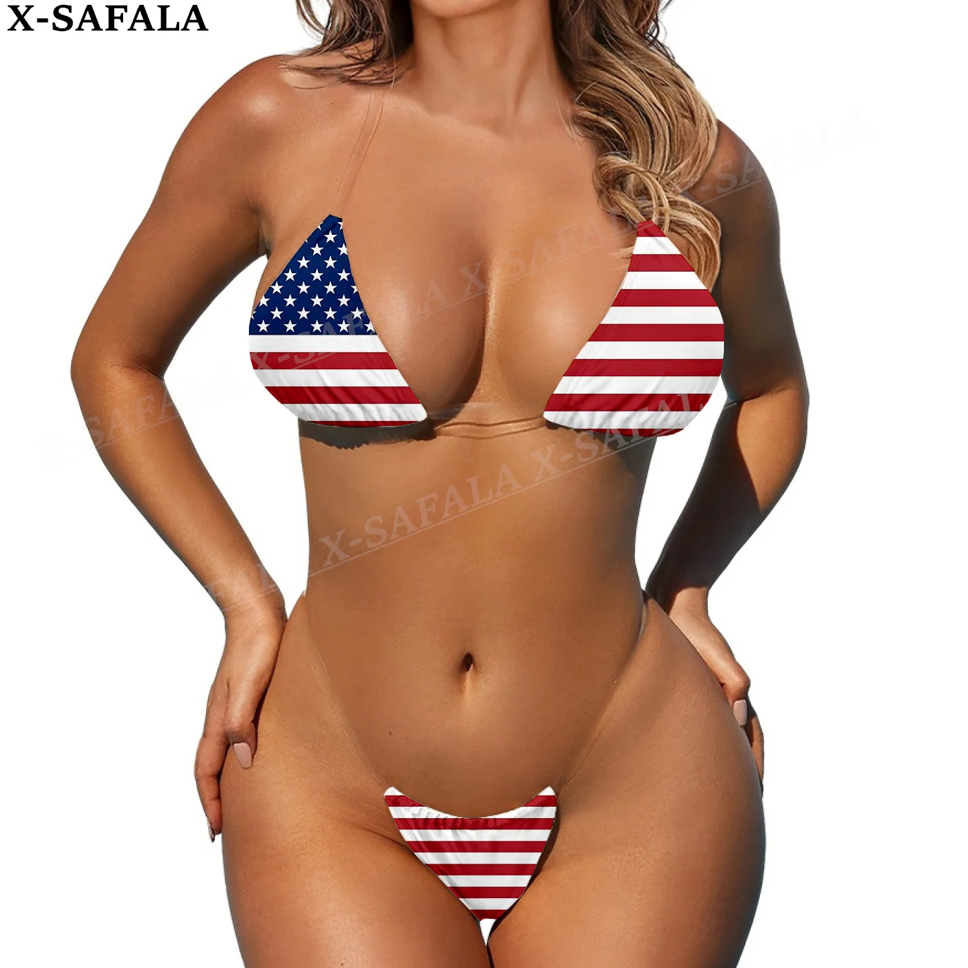 America USA flaga kraju damski z nadrukiem 3D mikro seksowne Bikini zestaw letnich strojów plażowych seksowne dwuczęściowe kostiumy kąpielowe stroje