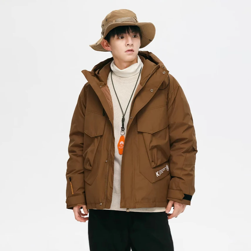 Men's Down Jackets 2024 Winter White Duck Down Jacket Windbreaker Warm Cargo Coat Thick Hip Hop Streetwear