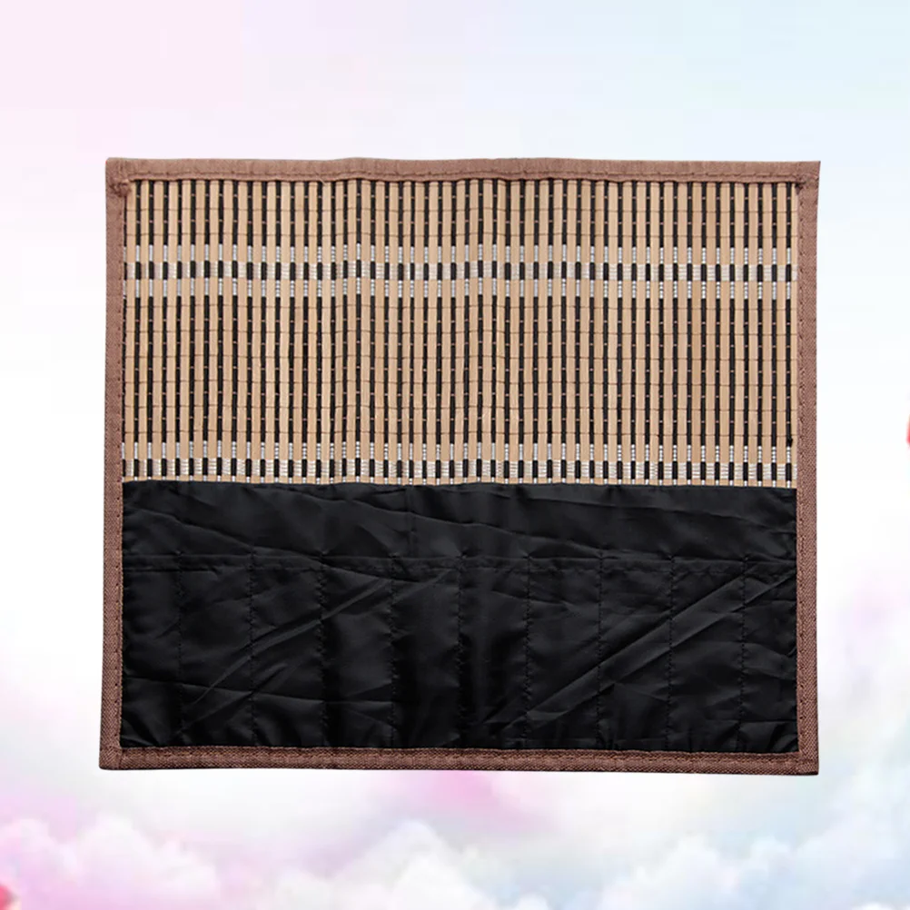 Portable Pencil Pouch Writing Brush Holder Calligraphy Bag Case Bamboo Storage Organizer Rolling