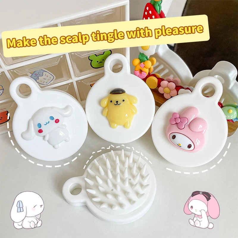 Sanrio Shampoo Brush Hello Kitty Kuromi Cute Silicone Massage Comb Scalp Anti-Itch Cleaning Brush Head Massager Interesting Gift