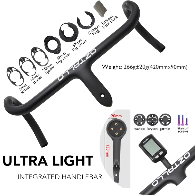 

Fullinternal Cables Super Ught Handlebar Toray Carbon T1000 Black -10 Degrees For Road Bicycle Width360/380/400/420/440MM