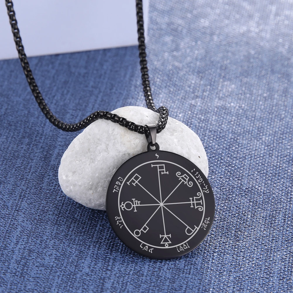 Dawapara Pentagramm von Saturn Jupiter Anhänger Halsketten Männer/Frauen Edelstahl Schmuck Schutz Amulett Schlüssel von Solomon Seal – Detail 13