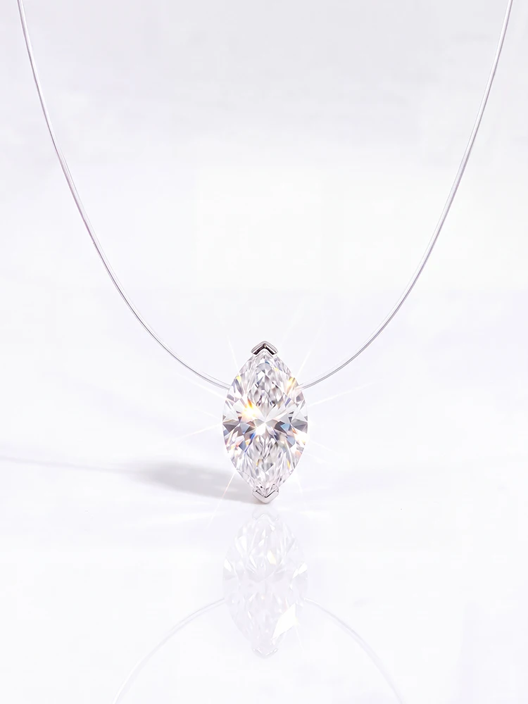 1CT Moissanit-Diamant, klassische Marquise-Halskette mit Angelschnur-Design für Damen, Hochwertiger Modeschmuck für Jubiläen und Partys – Detail 4