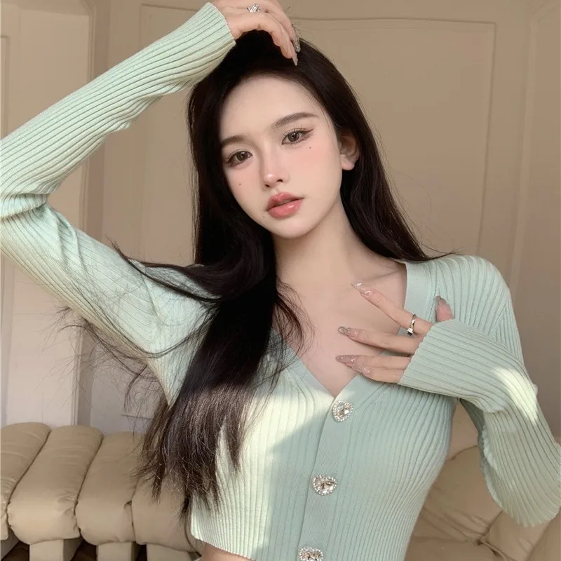 شيك القلب aped زر سليم صالح محبوك سترة مفتوحة المرأة الأعلى العصرية الخريف الشتاء جديد وصول ort طول طويل Sve