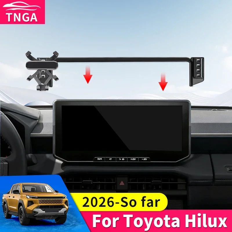 

For 2026 Toyota Hilux SR5 Pickup Navigation Screen Phone Holder Adjustable Stable Shockproof Hands Free Car Interior Accessories