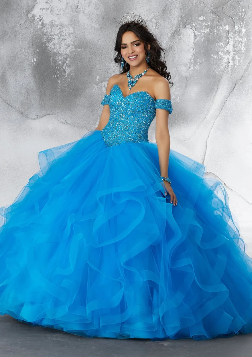 

Customized Amazing Blue Quinceanera Dress 2024 Sweetheart Beaded Sequins Sweet 16 Dress Birthday Party Vestido De 15 YQD107