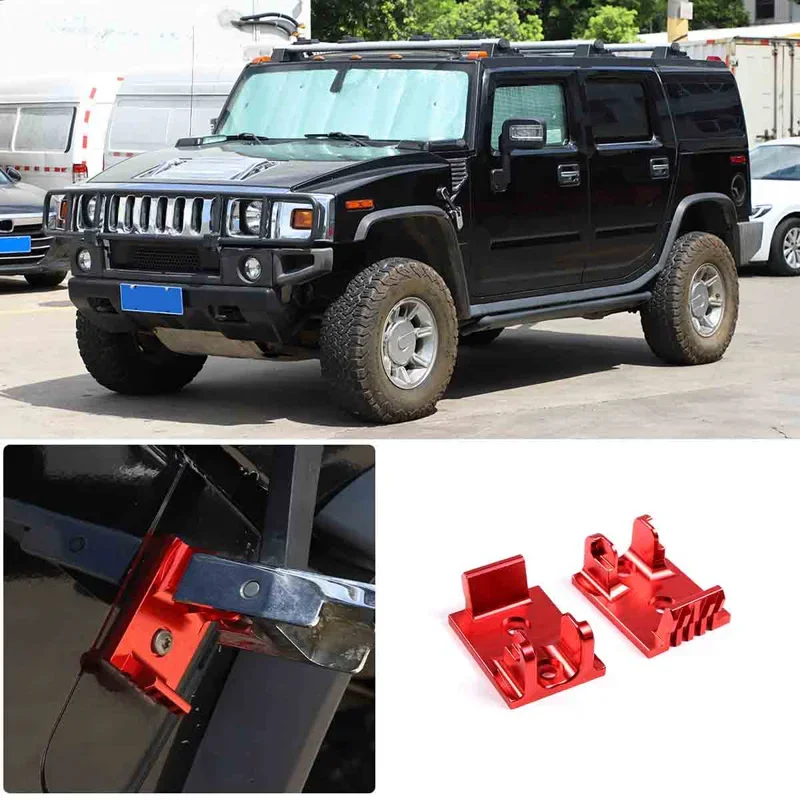 

For 2003-2009 Hummer H2 red aluminum alloy car styling car hood side hinge buckle base car exterior parts (Replacement Parts)