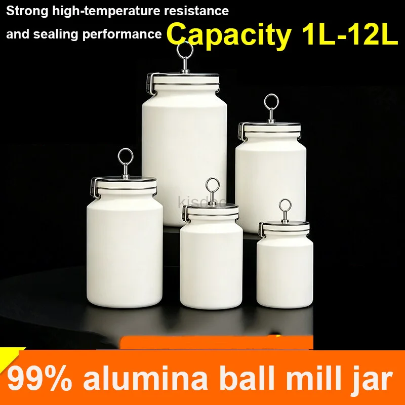 9% Al2O3 Corundum Ball Mill Jar 1-12L Horizontal Roller Grinding Jar with Clamp & Gasket for Lab Ball Mill