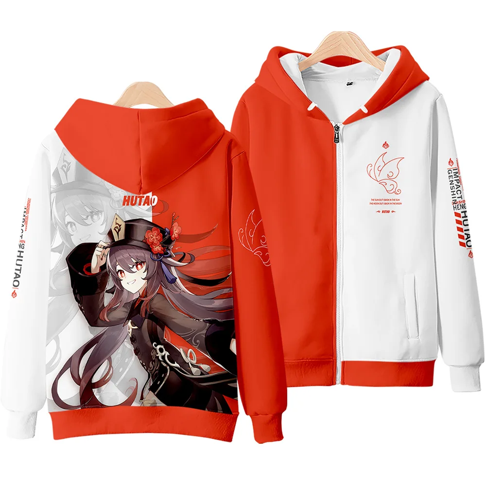 Cartoon Genshin Impact Walnut Zipper Guards Men's Mock Stick Impression Hooded Coat anime Cos Clothing Perimeter