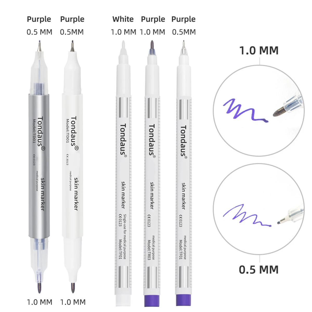 10Pcs Skin Marker Pen Kits Sterilized Package With Ruler Eyelash Extension Tool For Tattoo Piercing Scribe Skin Marker Pen