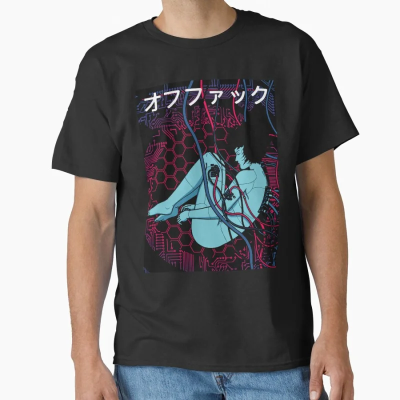 

Cyborg Girl Ghost In The Shell Anime T Shirt Cyberpunk Major Motoko Graphic Tee Sci-Fi Aesthetic Y2K clothes Large size Tops