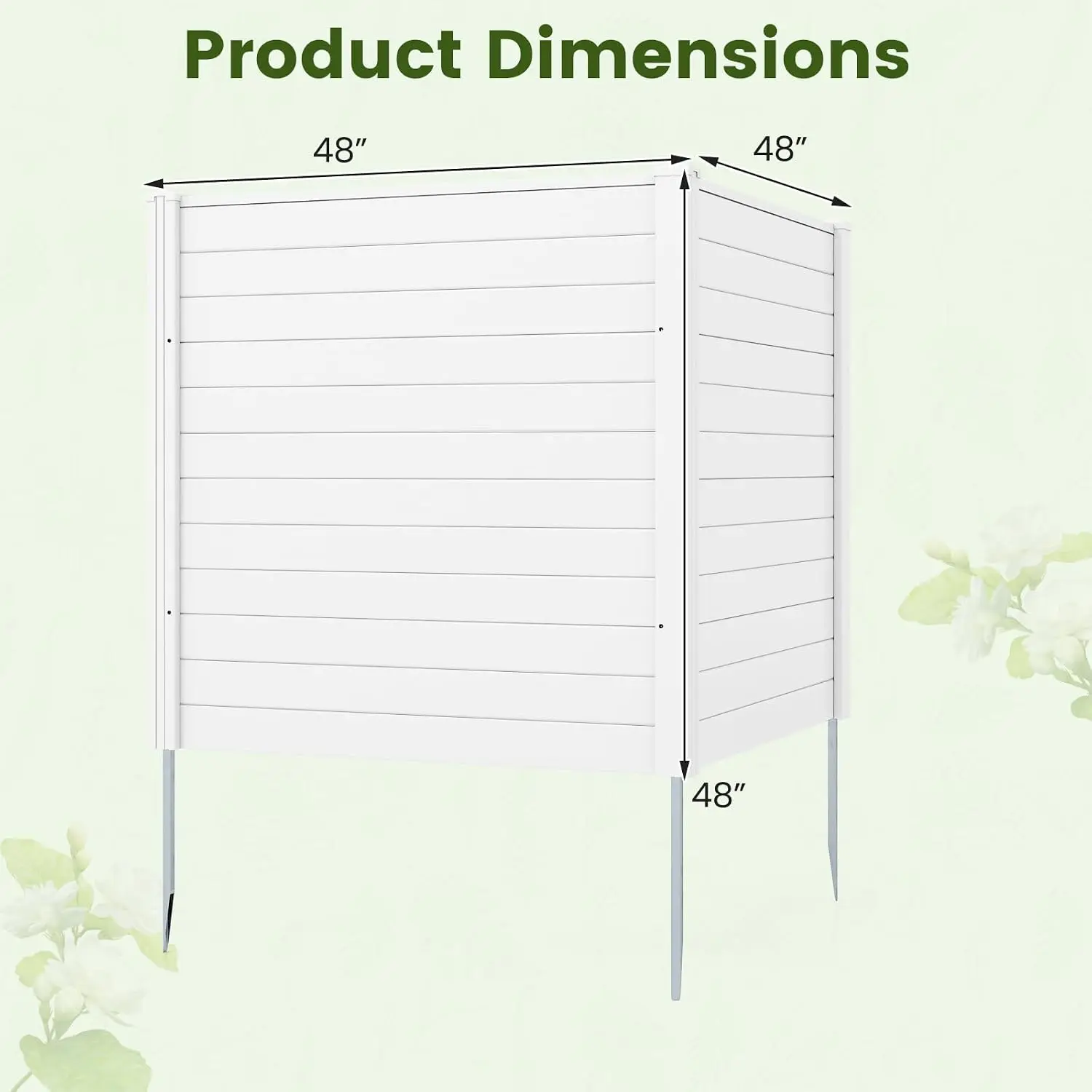 Outdoor Privacy Fence Panels, Trash Can Hider Enclosure Screen, Air Conditioner Cover Divider For Patio Garden Lawn AC Unit, Weather Resistant Freestanding Barrier With Ground Stakes, Modern White, 2 Pack