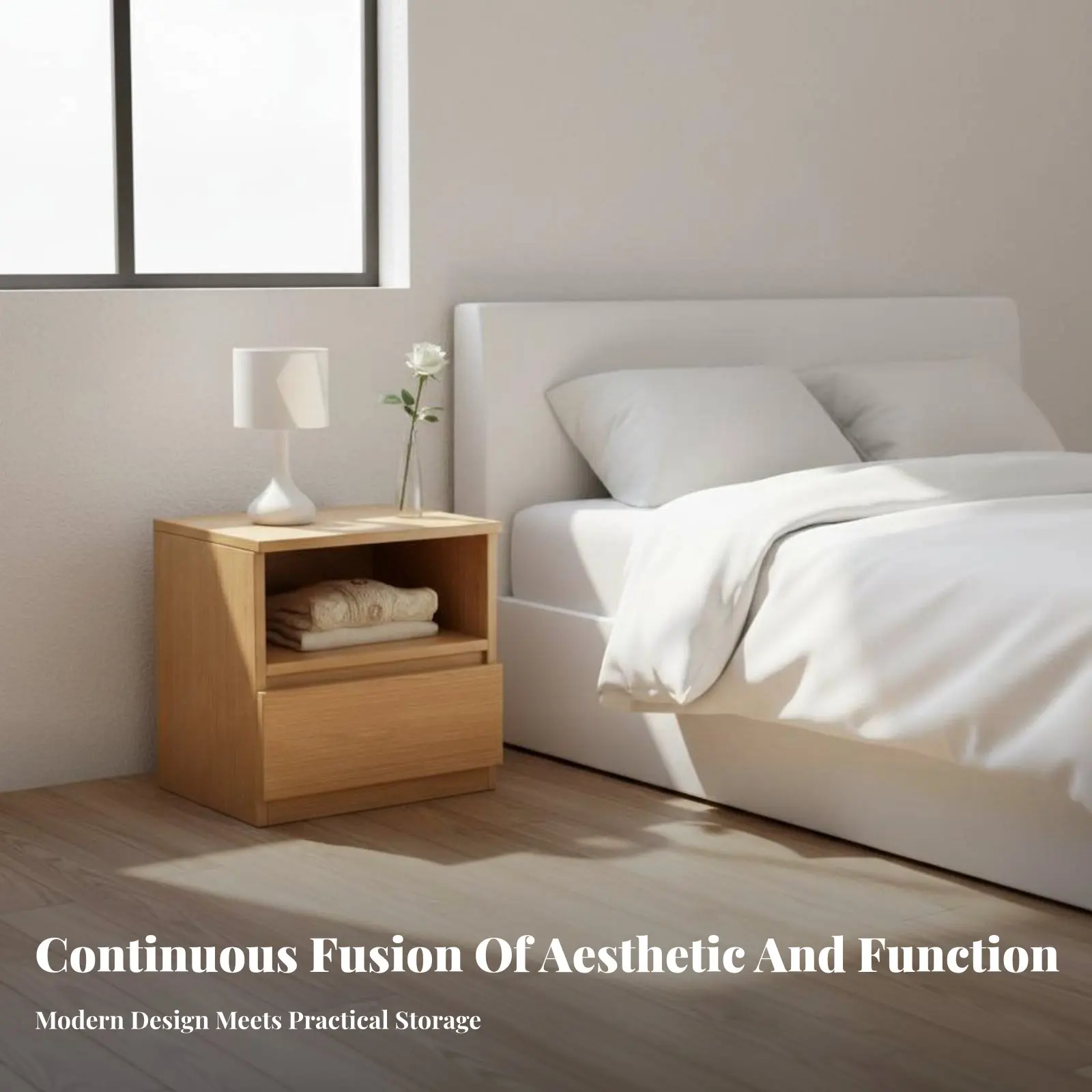 2-Drawer End Table Minimalist and Design Nightstand Space-Saving Design Easy to Clean for Homeowners, Small Areas, Dorm Room