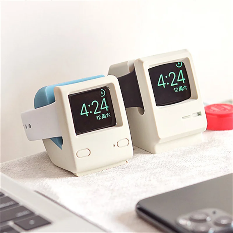 Suporte de Carregador de Silicone para Apple Watch, Suporte de Mesa, Suporte de TV Retro, Série iWatch 8 7 6 SE 5 4, 49mm, 45mm, 44mm, 41mm, 42mm, 38mm