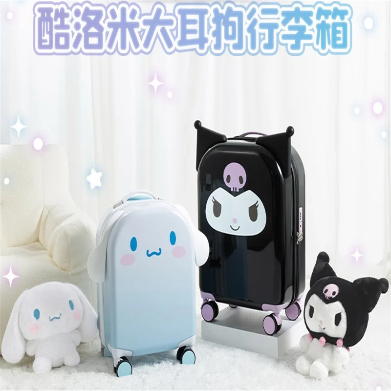 Sanrio Official Characters Series Suitcase Cute Kuromi Cinnamoroll Figures Headform Password Suitcase Travel Box Birthday Gift