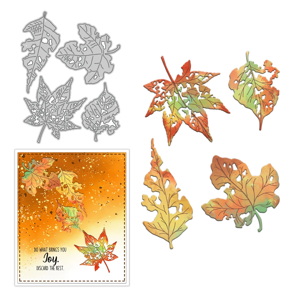 MangoCraft Autumn Days Leaves Mini Cutting Dies DIY Scrapbooking Supplies Metal Dies Knife Mold For Card Making Albums Decor