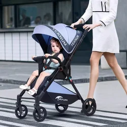 Carrinho de guarda-chuva dobrável portátil, transporte leve de bebê, sentado e reclinável, amortecedor