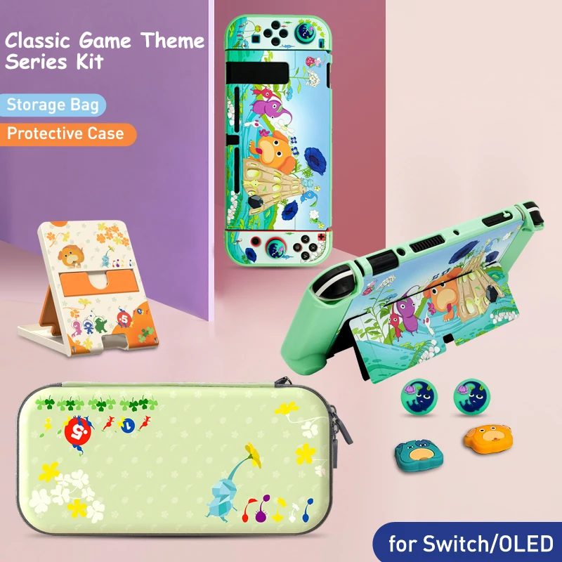 Torba do przechowywania NS Switch OLED w stylu Pikm, kolorowe etui ochronne, pokrowiec na konsolę NS Switch, akcesoria do gier.