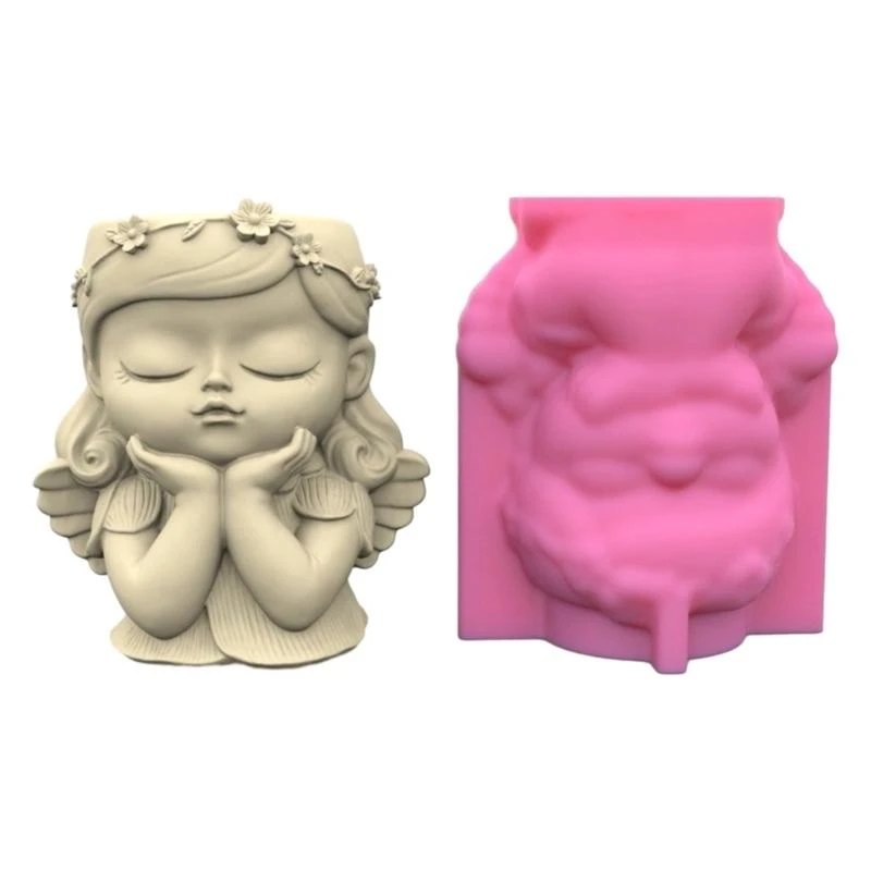 

Girl Concrete Flower Pot Molds Planter Vase Silicone Mold Pen Holder Mold Epoxy Resin Plaster Mold