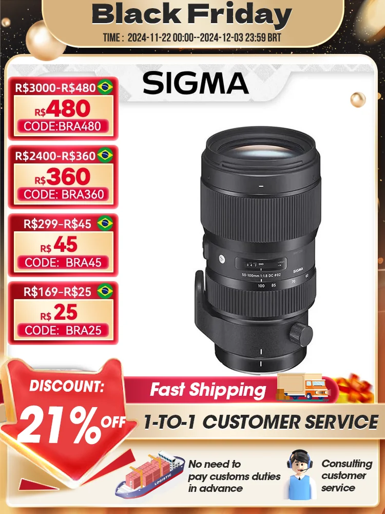 Sigma 50-100mm F1.8 Art DC HSM APS-C DSLR Camera Lens Autofocus Standard Zoom Large Aperture For Canon EF-S Mount Nikon AF Mount