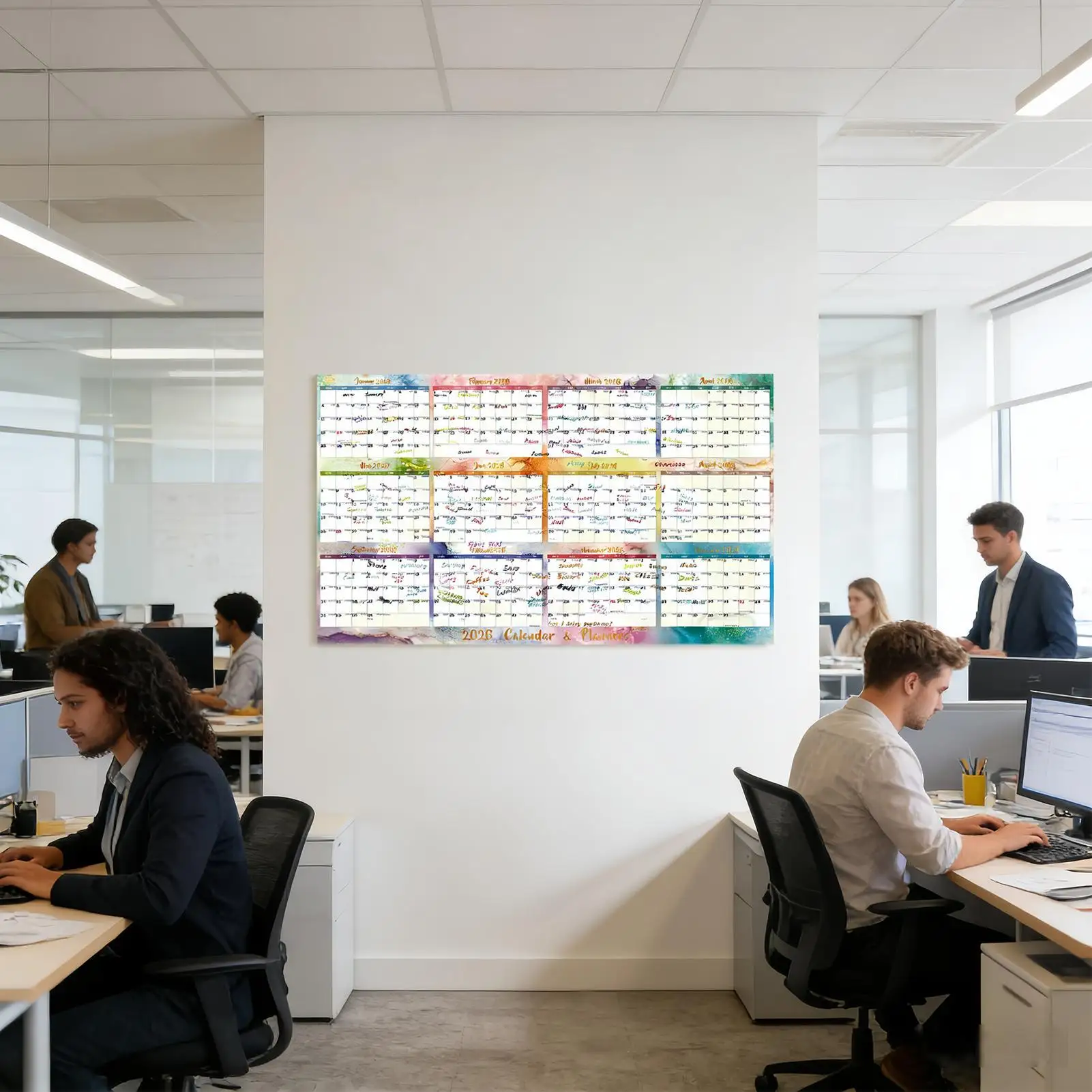 

Настенный календарь-планировщик на 2026 год, многоразовый, сухостираемый, на 12 месяцев, большой ежегодный настенный календарь с блоком для списков дел и полем для заметок