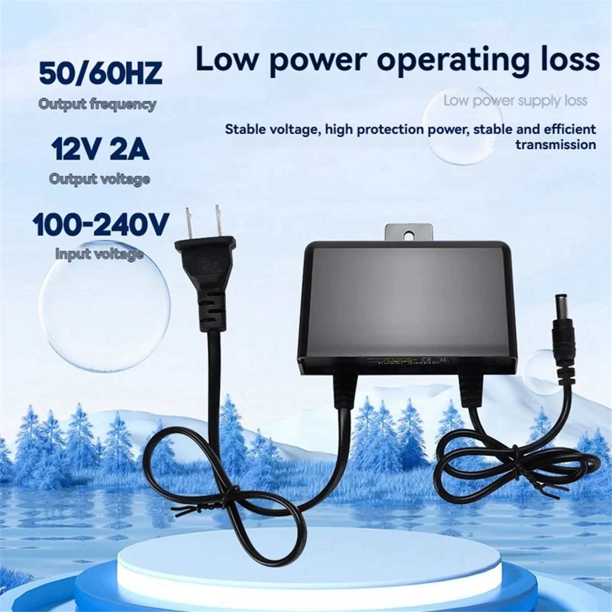 2025 New 12V 2A Waterproof Power Supply Adapter Outdoor Rainproof Surveillance Adapter for DC Camera LED Strip Switching US Plug