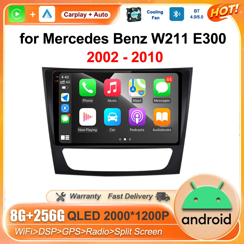 

Android OS Stereo WiFi + 4G 9-дюймовая GPS-навигация для Mercedes Benz W211 E300 2002-2010 Android Auto Автомобильный радиоприемник Мультимедийный плеер