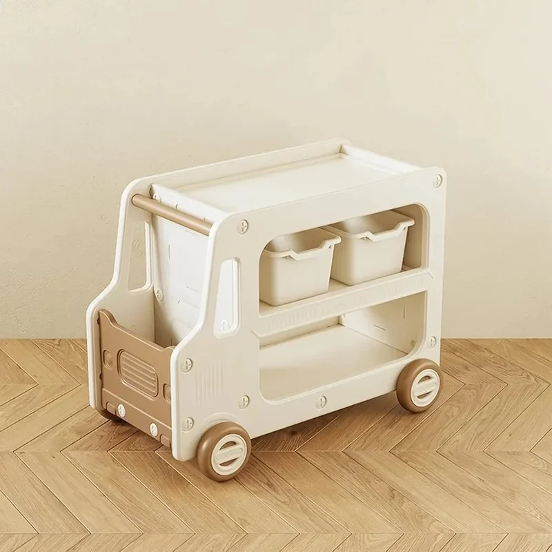 

Customizable 2-Tier Toy Storage Cabinet with Bookshelf and Bins, Multi-Purpose Organizer