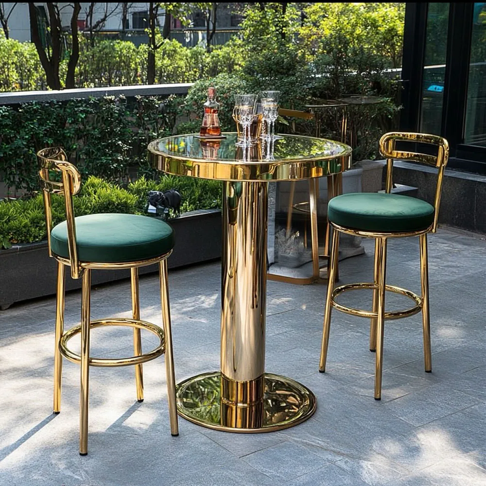 FSDKX Portable Wedding Bar Counter Luxurious Bar Decor Wedding Event Party Hire Gold Table Bar