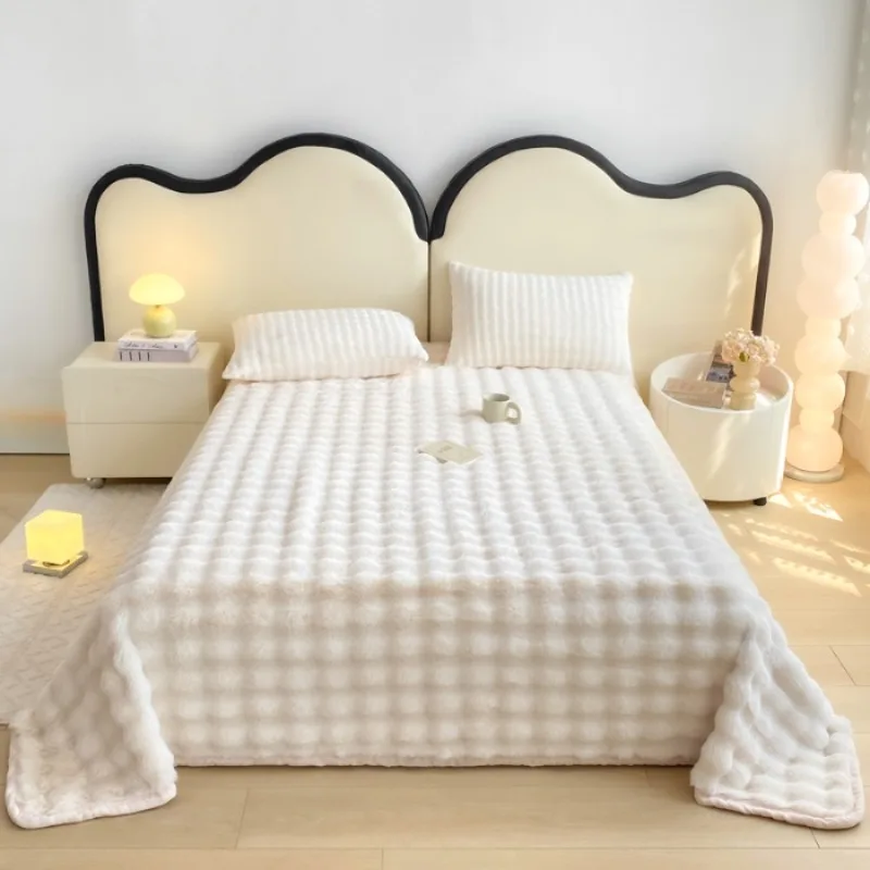 

1pc Bubble velvet milk velvet soft breathable and warm single wool blanket can be paired with pillowcases from the same series