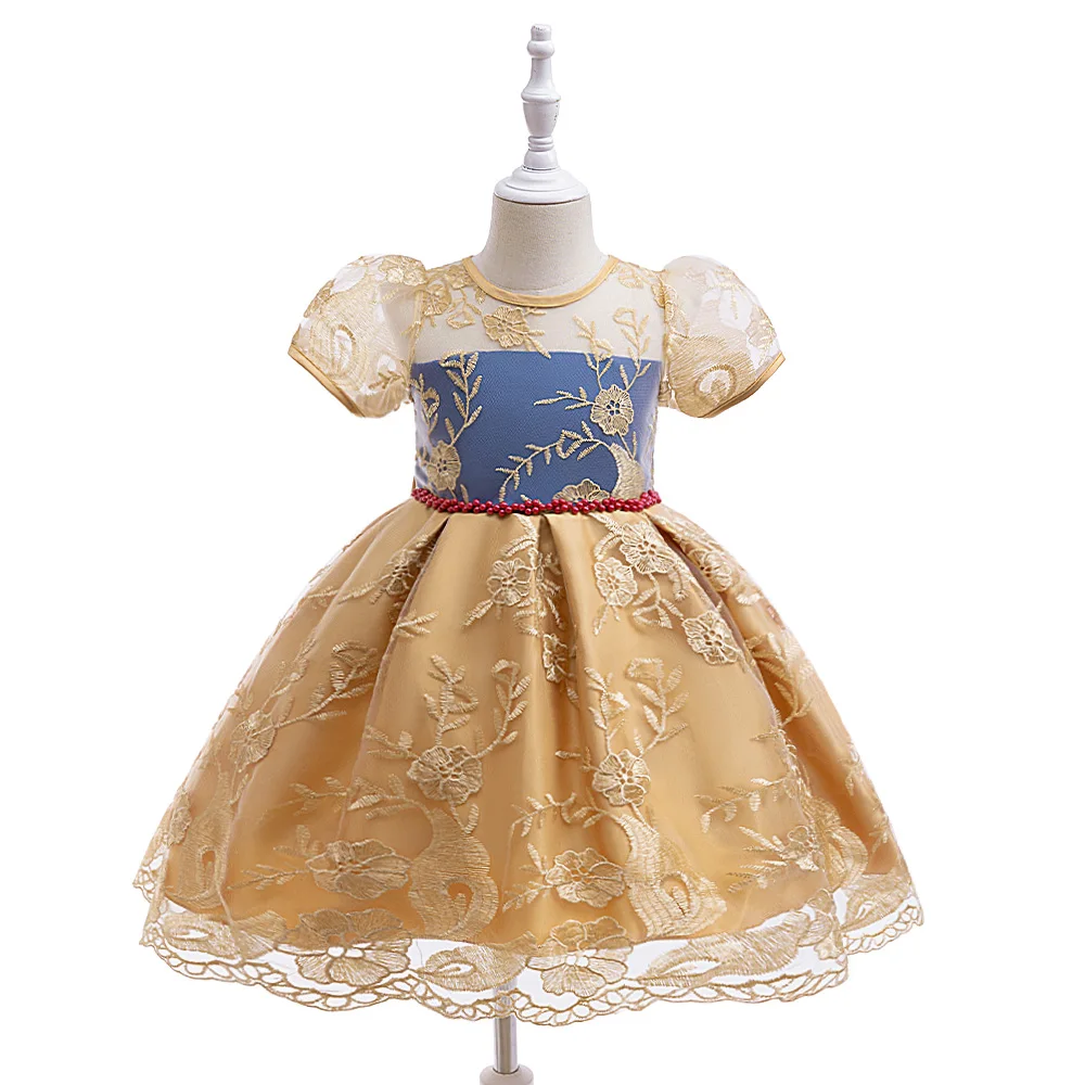 Girl Embroidery Bow Ball Gown Elegant Princess Wedding Childrens Birthday Fashion Party Piano Performance Costume view 5