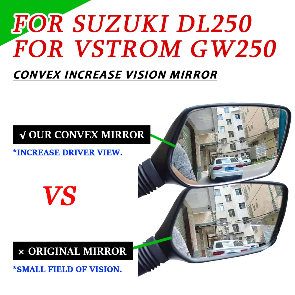 

Motorcycle Convex Mirror Increase Vision Side Rearview Mirrors View Lens For Suzuki DL250 Vstrom DL 250 V-Strom GW250 GW 250