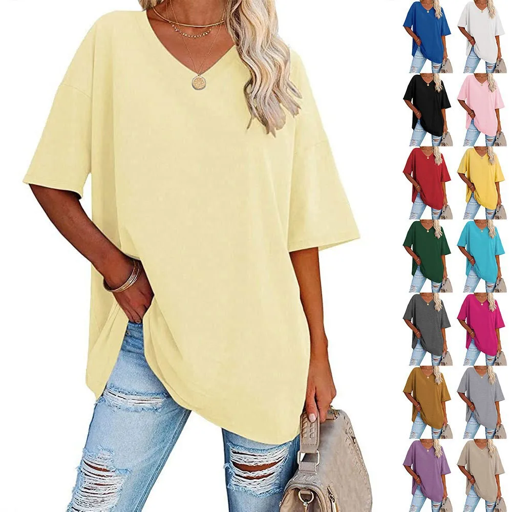 Cotton Black White Blue Brown Short Sleeve T Shirt Women Elegant Cotton Short T-shirt Female Office Women\'s Tee Shirt Summer