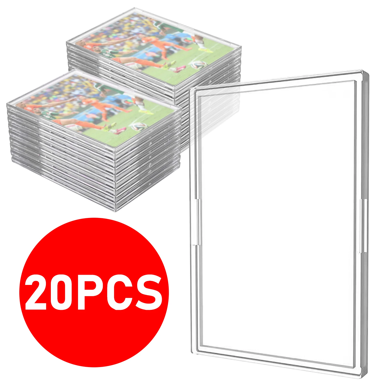 

20pcs Transparent Hard Acrylic Case Clear Cards Brick Sleeves For Game Idol Photo Card Protective Case Frame Display Stand Kit