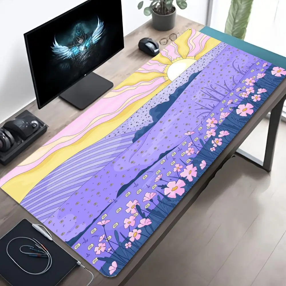 Pond Duckling Family Mouse Pad Large Anti-Slip Rubber Gaming MousePad Durable Stitched Edge for Office and Gaming Desk Mats