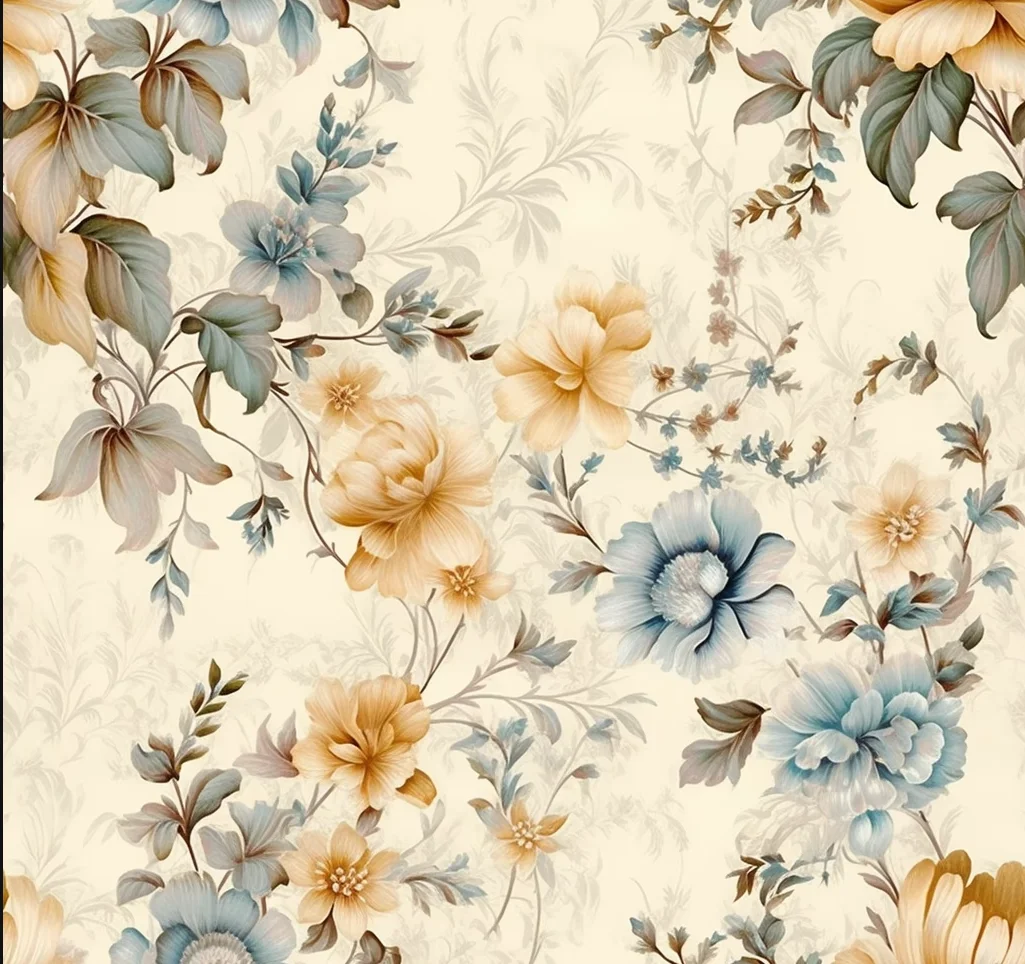 custom wallpaper hand-painted  blue vintage rose parrot TV background wall European style living room bedroom 3d wallpaper