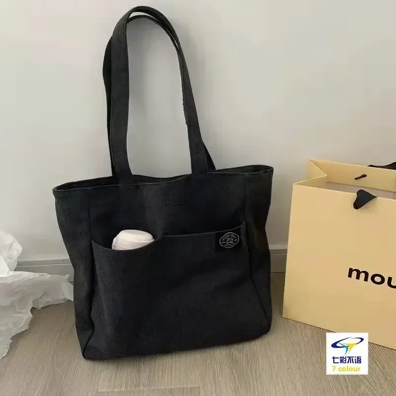 Bolso de mano SE27 para mujer, bolsa de hombro informal de diseñador de Color sólido, de gran capacidad, de algodón, reutilizable, para compras y playa