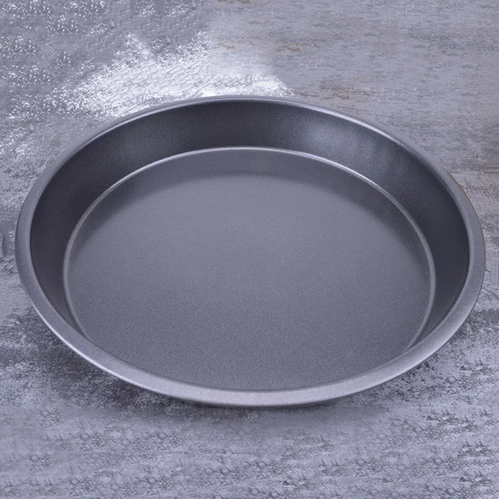 Round Deep Dish Nonstick Pizza Pan Carbon Steel Pie Tray for Baking Tool Compatible with Toaster Ovens and Family Gatherings