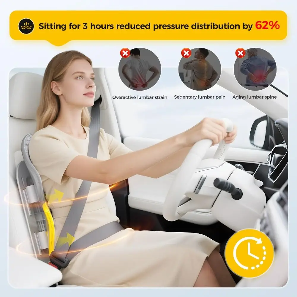 

Mesh Car Seat Waist Cushion Breathable Adjustable Car Back Lumbar Cushion Ergonomics Multi Sided Support