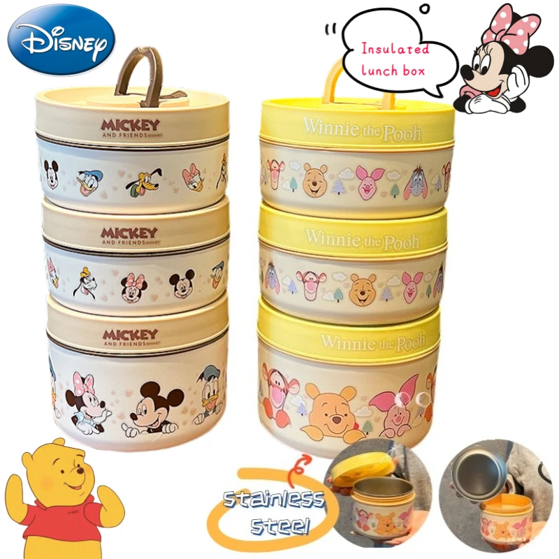 

Disney Winnie the Pooh Mickey Anime Cartoon Cute Stainless Steel Crisper Box Creative Kawaii Good Value Bento Box Lunch Box