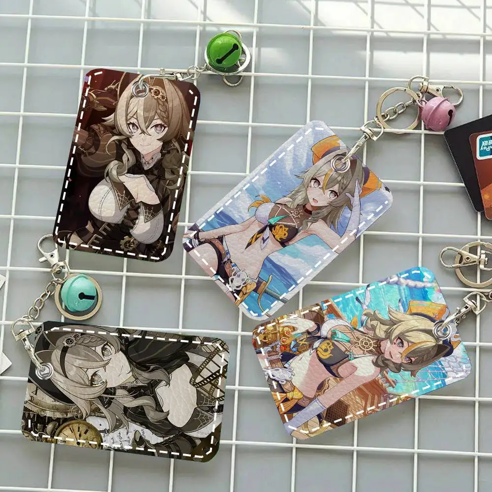 Vill-V Animated Game H-Honkai Impact 3rd Card Case Keychain Access Card Bag Key Tag Ring Leather Card Holder Key Ring Access
