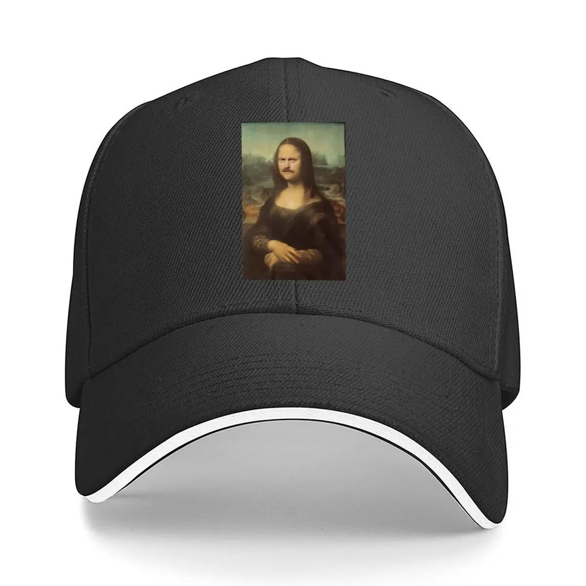 Mustache Mona Lisa Parody Portrait Sandwich Baseball Cap Outdoor
