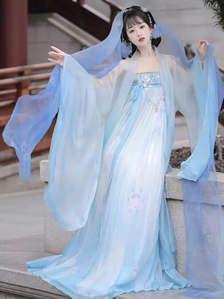 중국 Hanfu 드레스 여성 요정 의상 진 왕조 공주 의상 동양의 요정 의류 중국 스타일 빈티지 무대 Hanfu